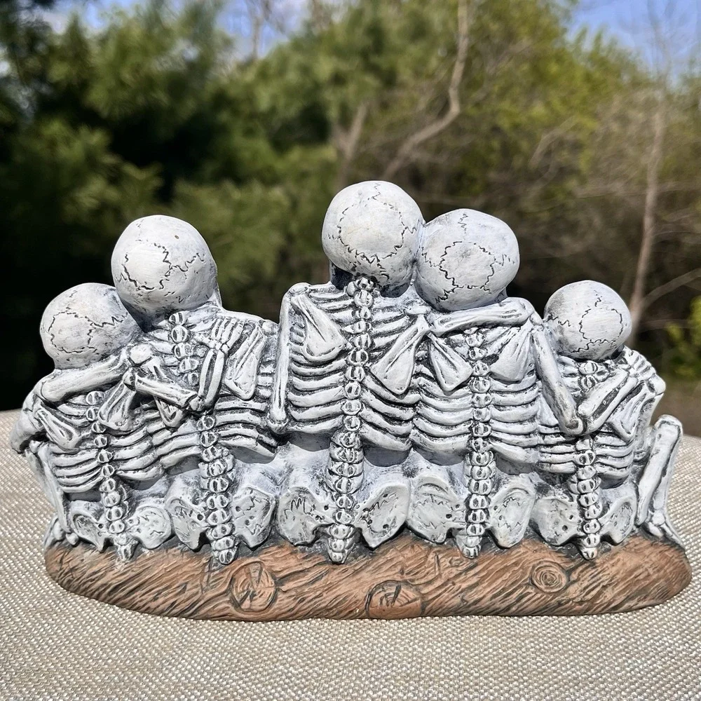 Vintage Halloween‎ Skeleton Family Ceramic Figurine Hand Painted Spooky 8